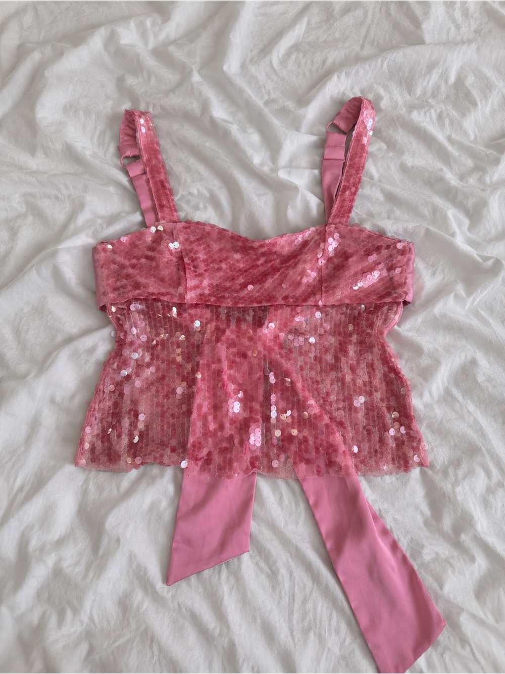 Urban Outfitters Pink Sequin Velvet Peplum Cami
